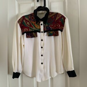 Vintage VIP Petites Tribal Blouse